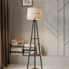 Metal floor lamp with shelf