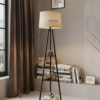 Metal floor lamp with shelf
