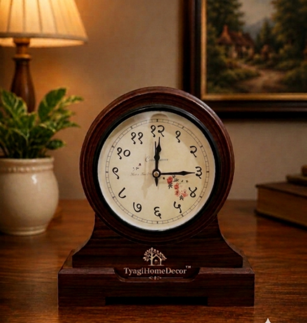 1780951593316 Wooden table clock ( Marathi )