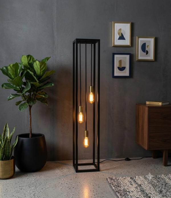 Square Metal floor lamp (Black)