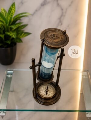 Antique Brass Hourglass with Compass